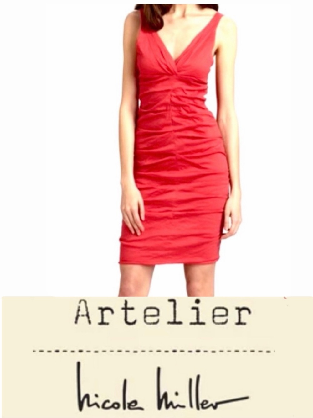 ARTELIER NICOLE MILLER Red Ruched Dress